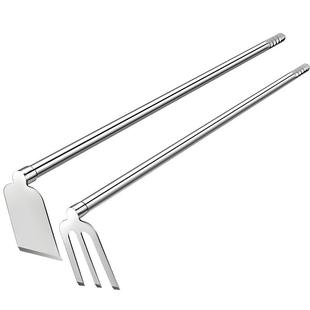 不锈钢锄头农用种菜锄全钢耙子三齿耙种花挖地翻地家用大锄头农具