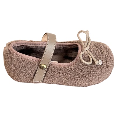女童外穿毛毛鞋蝴蝶结可爱豆豆鞋
