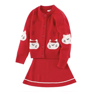 【商场同款】巴拉巴拉童装女童短裙套装2026春秋新款两件套提花萌