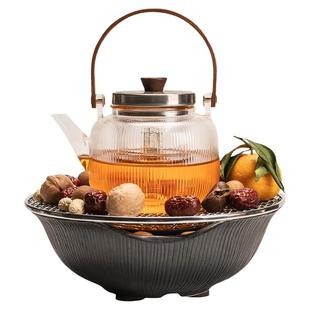新款围炉煮茶器具家用室内全套电陶炉烤火炉子煮茶壶玻璃茶具套装