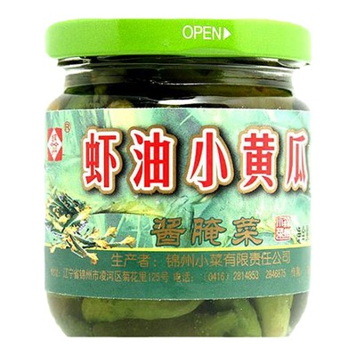 东北特产锦州小菜工农牌卤虾油小黄瓜 下饭瓶咸菜高咸款390g