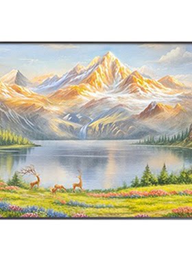 聚宝盆电表箱装饰画山水风
