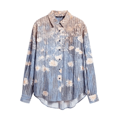 Desigual26春夏新品宽松肌理感雏菊花圃印花女式衬衫