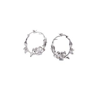 一川月白【赵昕同款】远山芙蓉耳环时尚气质纯银耳环高级感耳饰