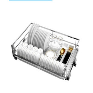 凯斯宝马抽屉式拉篮厨房橱柜不锈钢双层缓冲碗碟碗篮调味料拉篮