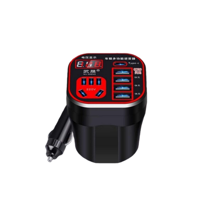 公方午车载充电器12V24V转220逆变器快充点烟器转换头USB扩展车充