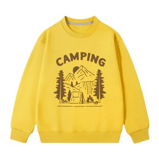 ebaer儿童纯棉山系卫衣2026春秋新款男童印花套头上衣女童户外T潮