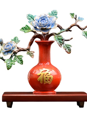 花瓶摆件富贵吉祥纯铜花瓶