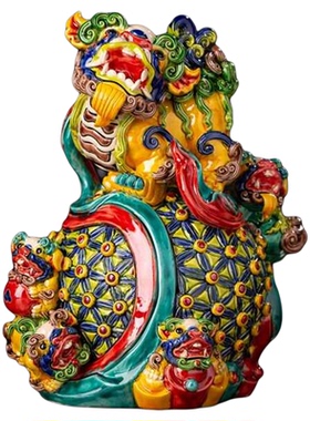 陶瓷招财中式客厅店铺五子登科