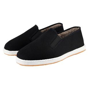 加米羊千层底老北京布鞋男加绒棉鞋保暖防滑休闲中老年黑色爸爸鞋