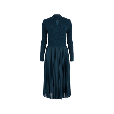 MARYLING孔雀绿针梭连衣裙