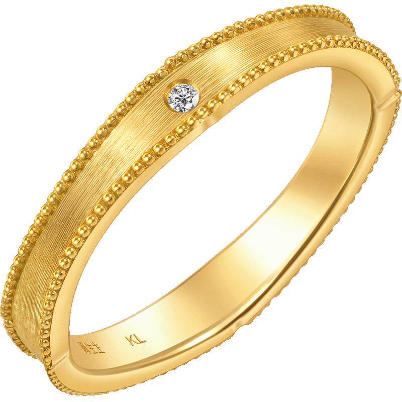 周生生永系列足金镶嵌钻石黄金戒指结婚礼物对戒女96147R