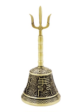 黄铜手工复古三清铃铛摆件