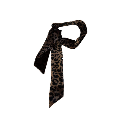 丝绒豹纹复古时髦长条小围巾