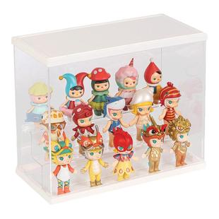 泡泡玛特若来盲盒收纳盒玩偶公仔亚克力透明防尘可叠加模型展示架