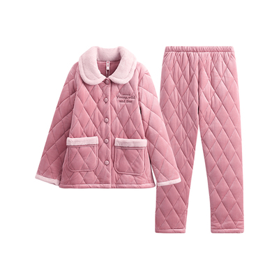 芬腾情侣睡衣冬季三层加厚夹棉