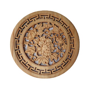 东阳木雕挂件壁饰 木雕画香樟实木雕刻工艺品 背景墙壁挂58cm单龙