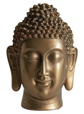 栗石新中式禅意佛像金色佛头摆件