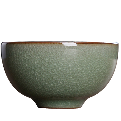 灵青坊复古鱼籽纹青瓷茶杯主人杯