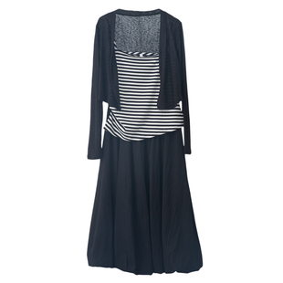 超火条纹吊带开衫花苞长裙三件套装女2026夏天新款流行穿搭一整套