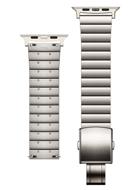 Umtanned高端TA2钛合金苹果表带适用新款Apple Watch Ultra 49mm Series 46mm 42mm全系复古纯钛金属手表带