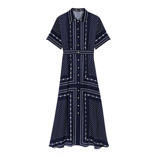 新品首降|Maje2026夏季新款女装波点印花单排扣翻领短袖连衣裙