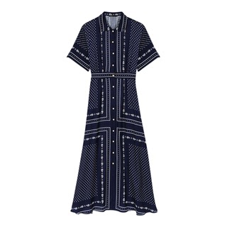 新品首降|Maje2026夏季新款女装波点印花单排扣翻领短袖连衣裙