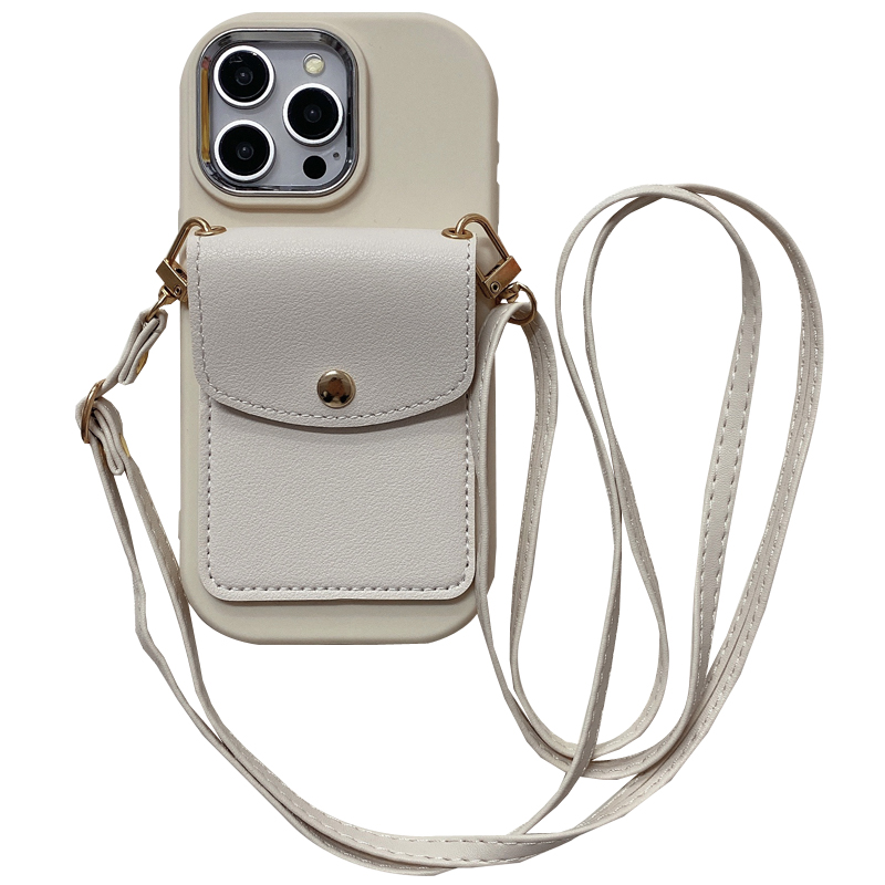 ins风极简皮质卡包适用苹果14promax手机壳iphone15promax新款13女12高级感11挂绳斜挎背带xsmax/8plus保护套
