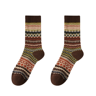 OYEM透气女棉袜双针中筒袜4双