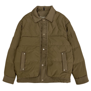 轻薄灰鸭绒羽绒服男士冬季翻领假两件上衣青年休闲短款保暖外套潮