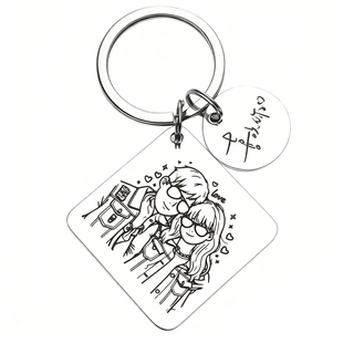 闺蜜情侣照片定制手绘日历钥匙扣挂件个性创意生日伴手礼刻字礼物