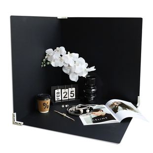 暗调高级感拍照道具首饰收纳盘银色香薰托盘几何珠宝饰品化妆品美甲摄影摆拍网红博主拍摄区布置黑色背景板