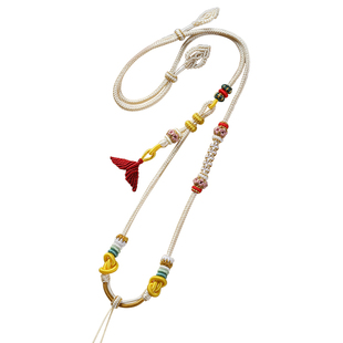 桃花结吊坠挂绳翡翠玉坠黄金八宝盘如意锁项链绳手工编织挂件绳子