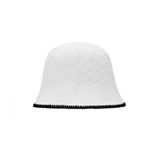 热风女士帽子2025年秋季新款女士法式优雅拼色针织盆帽圆顶小帽子