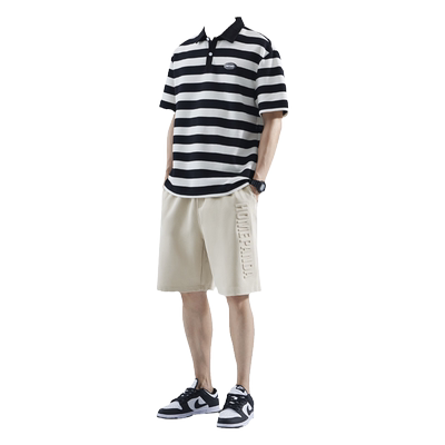 Hansca条纹polo衫男夏季套装穿搭
