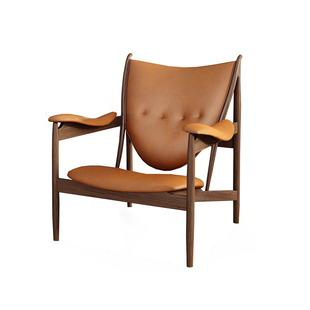 主人酋长椅客厅阳台休闲真皮椅子意式设计师款复古轻奢实木沙发椅