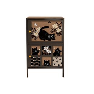 中古风客厅铁皮斗柜钢制置物柜卧室靠墙储物柜沙发边柜零食收纳柜