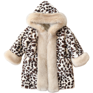 儿童皮草外套女童装2025秋冬季新款宝宝大毛领加厚棉衣洋气中长款