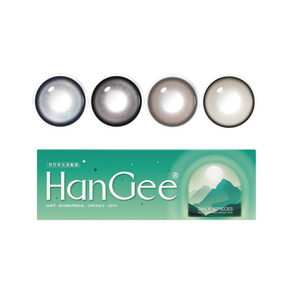 HanGee粗锁边黑色狗狗眼美瞳日抛大直径隐形眼镜10片泪眼芭比黑灰