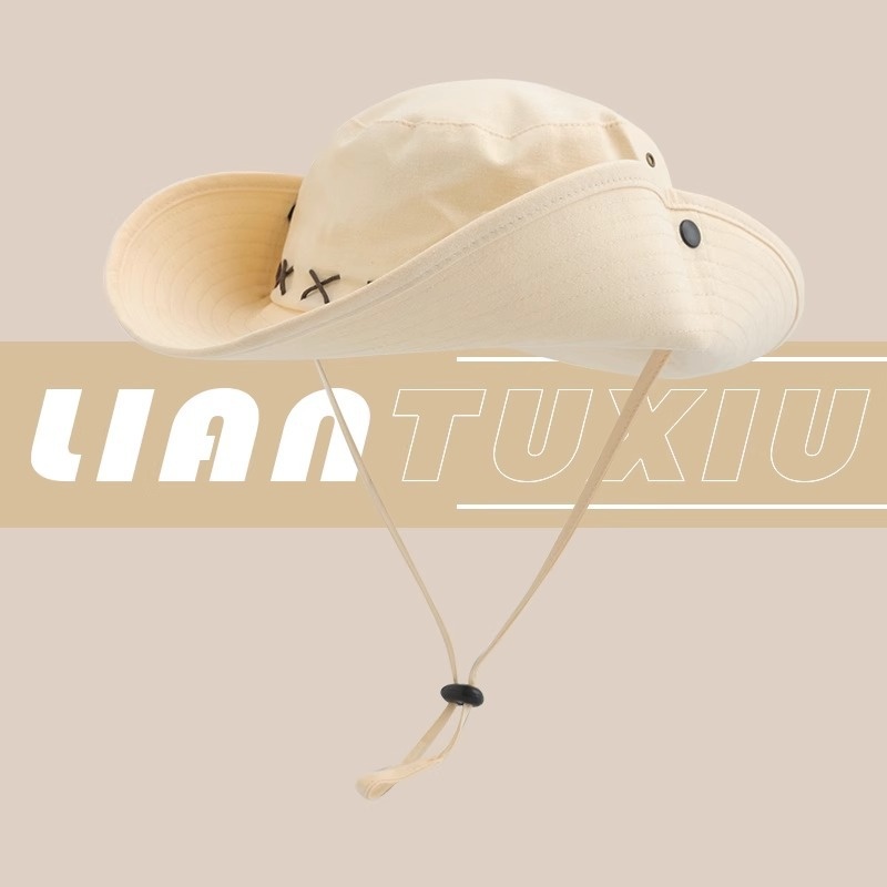 美式登山帽夏季帽子女遮阳帽男出游帽檐户外大防晒渔夫帽旅行春秋