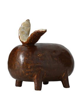 现代侘寂窑变陶瓷神兽摆件