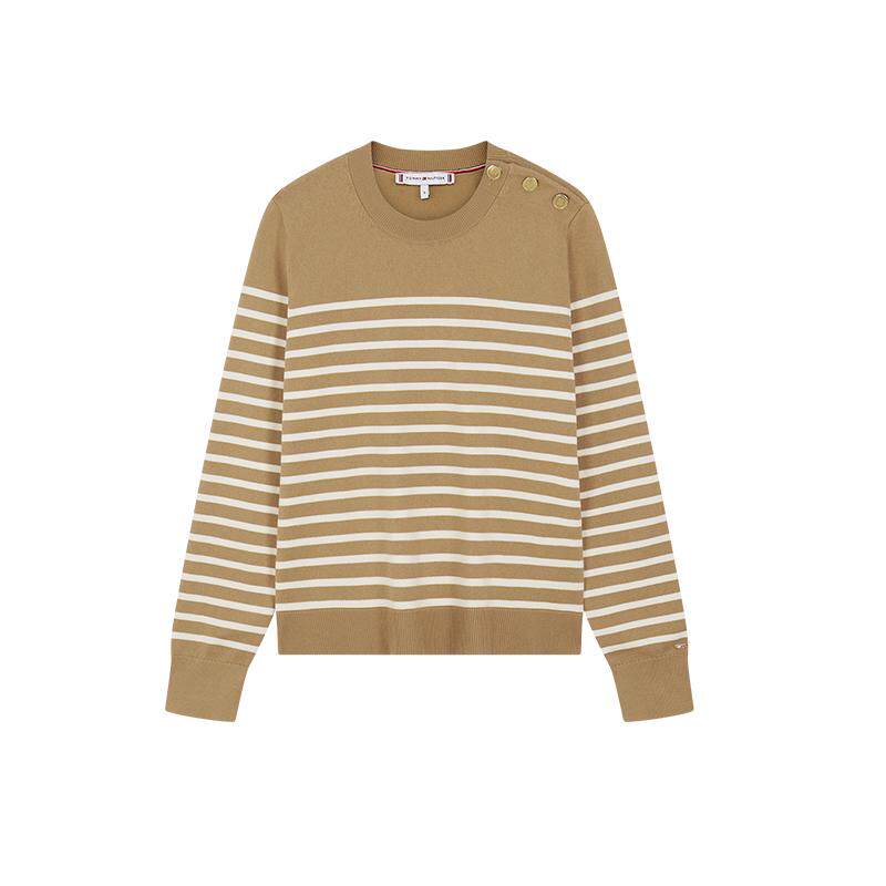 Tommy女装徽章刺绣宽松针织衫