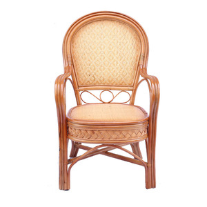 棕绳天然藤椅子单人阳台老人靠背真腾竹编织休闲办公家用藤条座椅