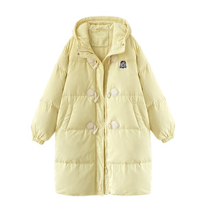 韩系冬装斗篷牛角扣连帽羽绒服女2025新款时尚宽松白鸭绒保暖外套