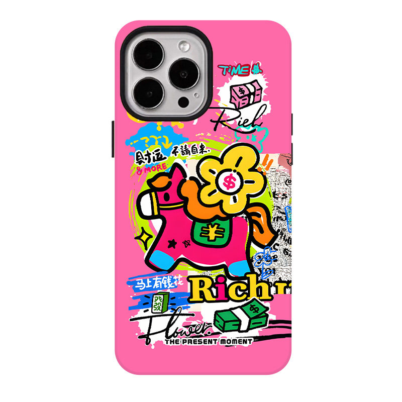 马上有钱花适用苹果17promax手机壳iphone16pro菲林磁吸支架个性华为P80小米15小众vivo防摔保护壳oppo手绘风
