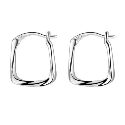 999纯银简约几何方形耳环女