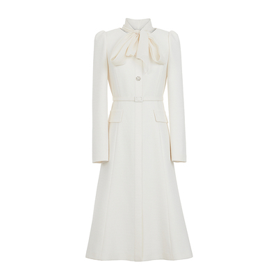 朗姿/MOJO AVENUE莫佐2025冬新款法式千金感连衣裙女优雅飘带领高