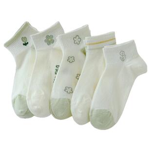 2026新款春夏季清新绿色甜美网袜女短袜薄款小花镂空透气学生船袜