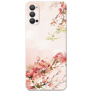 水彩桃花适用oppo Reno15手机壳14/13/12/11/10/9/8/7pro+古风6/5K中国风4se文艺3/2z女款Ace软套十