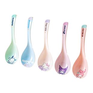 古杰士三丽鸥陶瓷汤勺大号盛汤稀饭勺子家用卡通长柄喝汤舀粥勺子